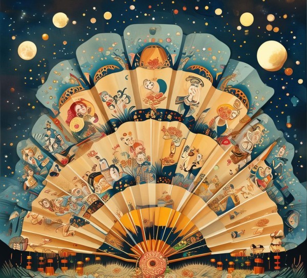 中秋节团圆与爱的扇子广告案例