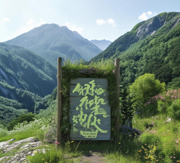 山庄广告牌规划设计图,与自然同行