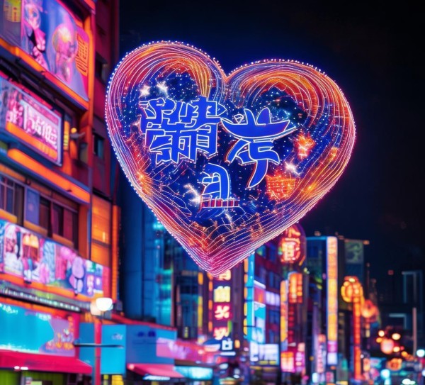 灯光，霓虹灯，广告公司宣传的晴雨之爱