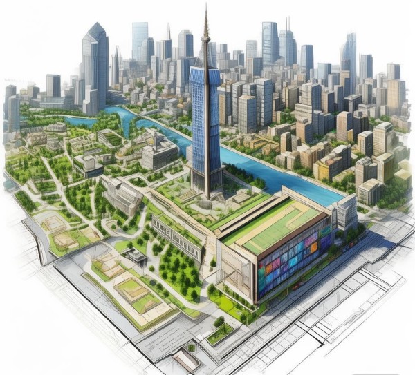 景观地标广告牌规划图，城市景观中的重要元素