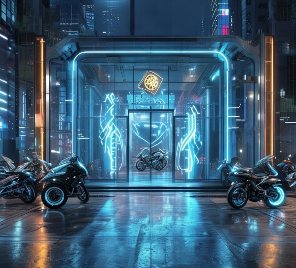 机车店门口，科技与设计的infinity collision