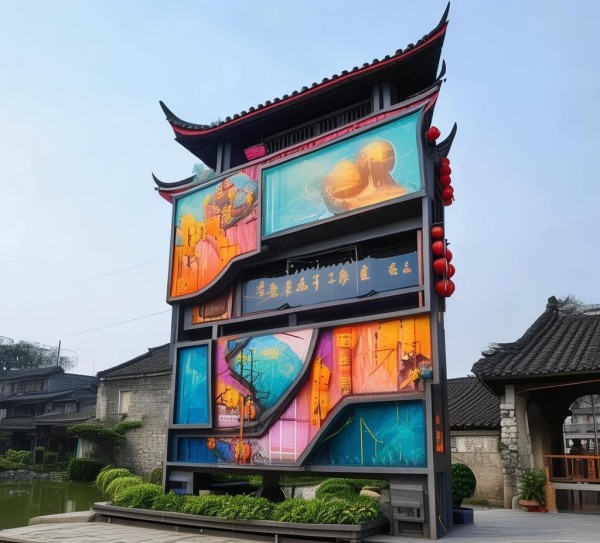 江庄,历史与现代的融合广告牌创新设计