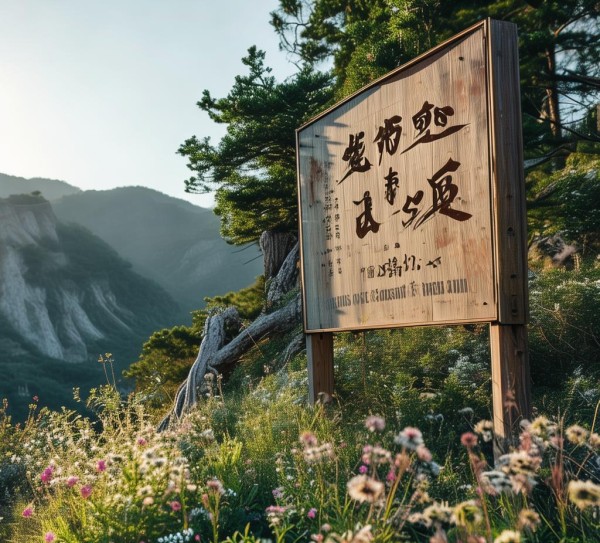 山庄的广告牌,与自然与文化的对话与共生。