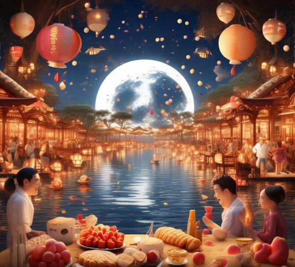 中秋节经典案例，宣传月饼灯饰汤圆月饼