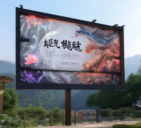山庄广告牌，古韵与现代的完美融合