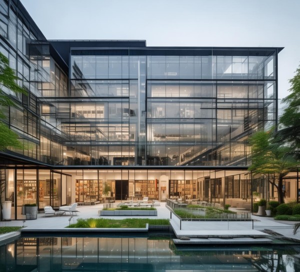 广告设计院的建设与功能分区，重点在于建筑与景观设计，以及与金华景区的融合，为游客提供多样化的休闲与娱乐空间。