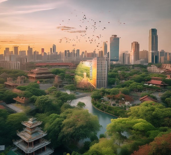 美化的城市、园林城市与现代广告,静谧的美,园林与现代广告的诗意对话