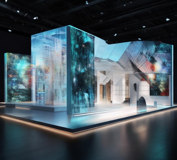 展馆广告位设计图稿，构建现代展馆视觉空间的艺术表达