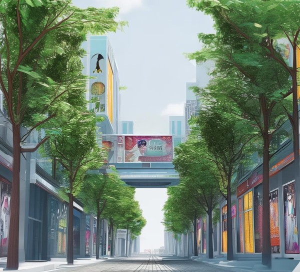 静心街景,街道广告牌规划设计图稿