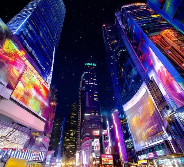 城市广告夜景,城市文明的重要组成部分
