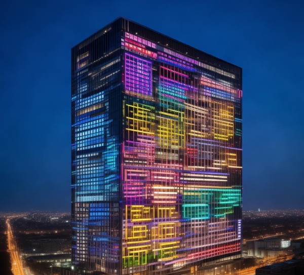 楼体发光字广告牌,灯光与建筑的完美融合